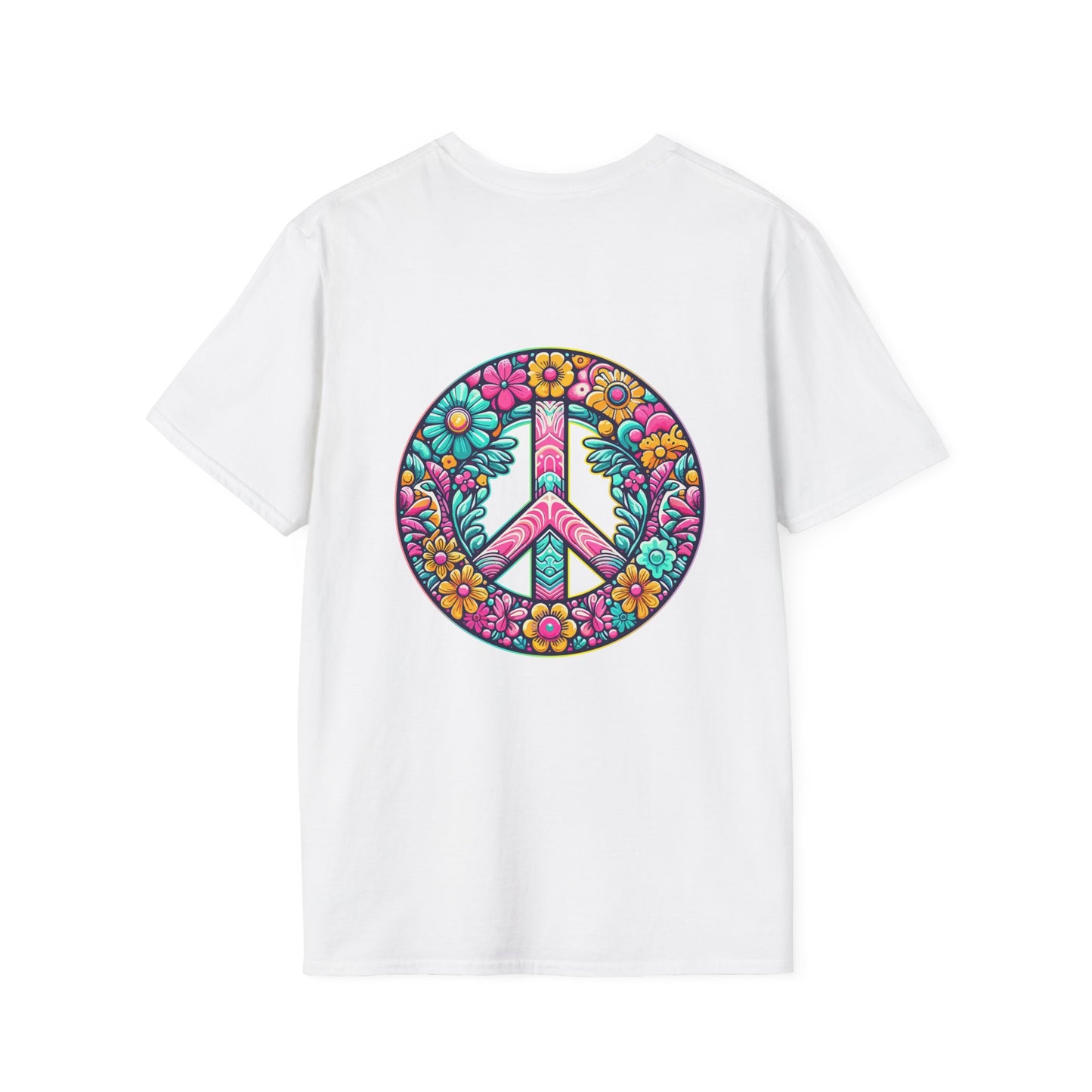 Love & Peace Floral Unisex Softstyle T-Shirt