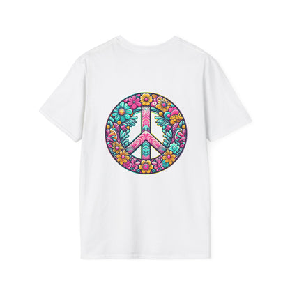 Love & Peace Floral Unisex Softstyle T-Shirt
